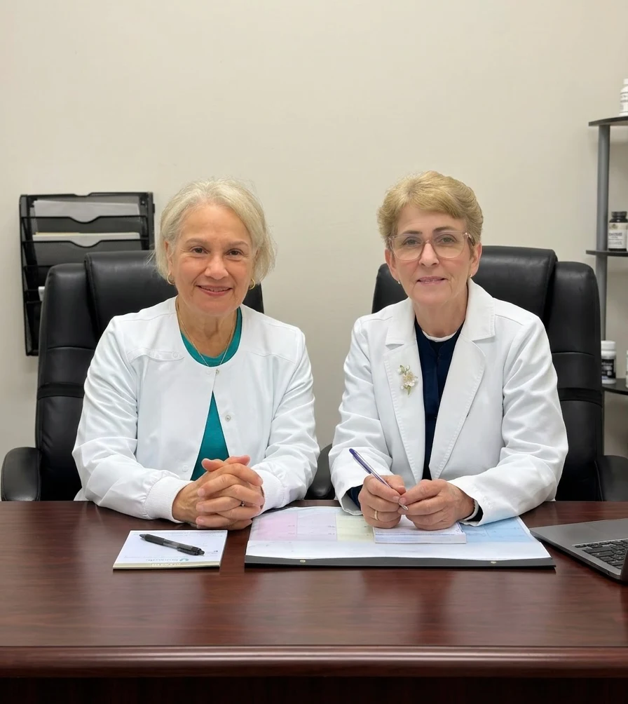 Dr. Thompson and Maria de Jesus Pereda in the New Life Medical Spa office